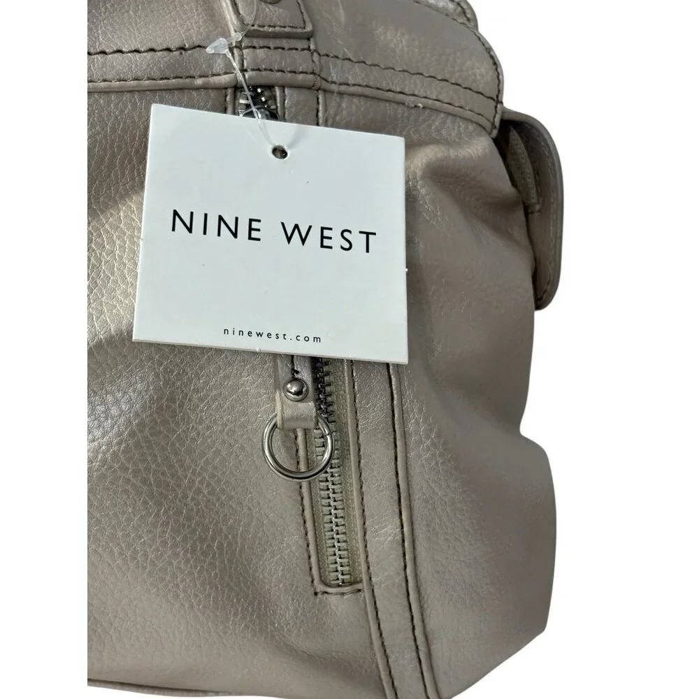 Nine West Tan Faux‎ Pebbled Leather Dual Handle Tote Purse Bag NWT Large READ